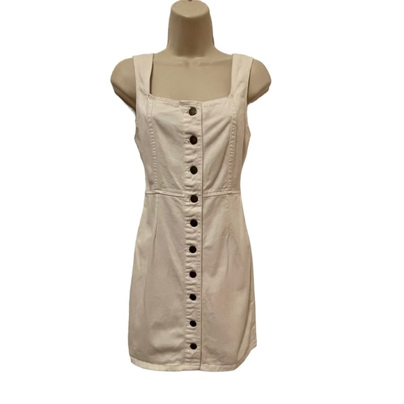 Urban Outfitters Womens White Button Up Jean Tank Denim Body Con Dress Size US 2 - Picture 1 of 5